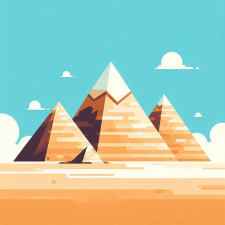 Egyptian pyramids in flat style. Vector illustration eps10のイラスト素材
