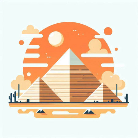 Egyptian pyramids in flat style. Vector illustration of egyptのイラスト素材