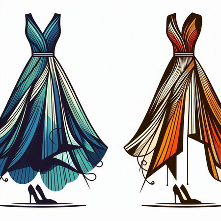 Wedding dress. Vector illustration of a wedding dress with high heels.のイラスト素材