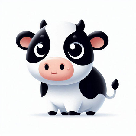 Cute cartoon cow isolated on a white background. Vector illustration.のイラスト素材