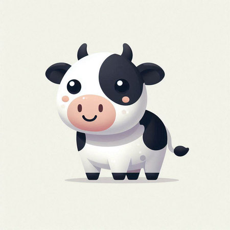 Cute cartoon cow isolated on a white background. Vector illustration.のイラスト素材