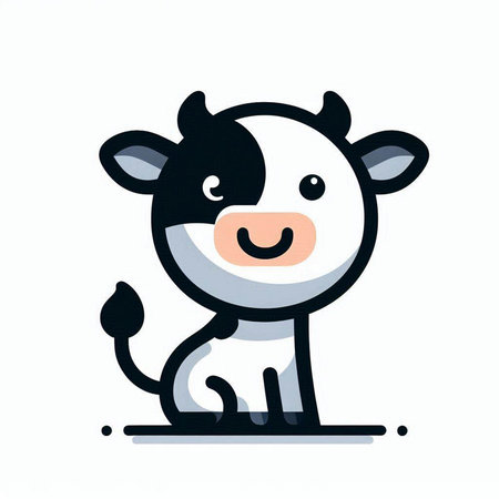 Cute cartoon cow on white background. Vector illustration of a cow.のイラスト素材