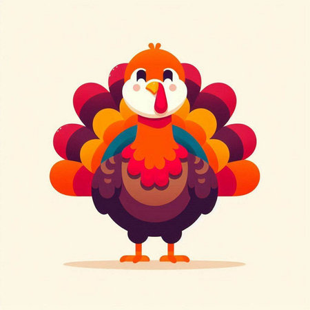 Cute cartoon turkey. Vector illustration of a turkey on a white background.