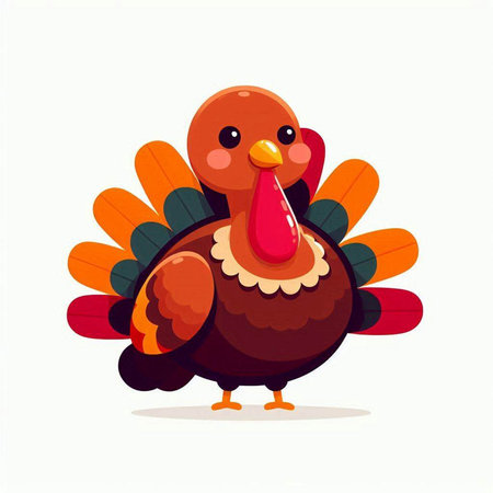 Vector illustration of a cute cartoon turkey isolated on a white background.のイラスト素材
