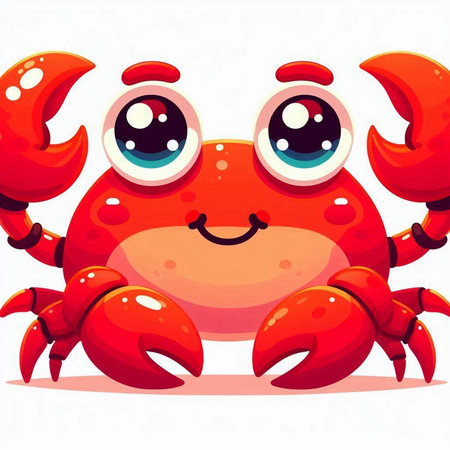 Cute cartoon crab. Vector illustration isolated on a white background.のイラスト素材