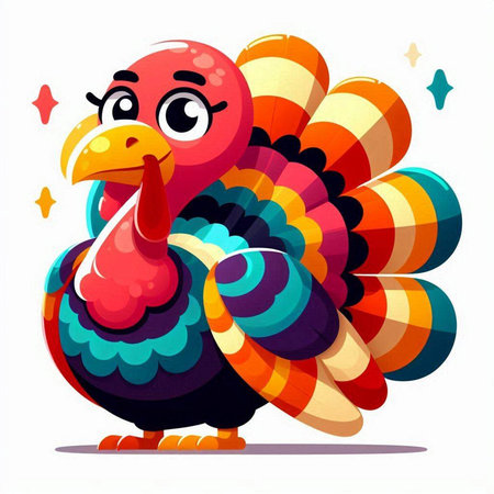 Cartoon turkey isolated on white background. Vector illustration for your designのイラスト素材