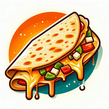 Mexican quesadilla with melted cheese. Vector illustration.のイラスト素材