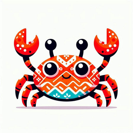 Cute cartoon crab. Vector illustration on white background. Isolated.のイラスト素材