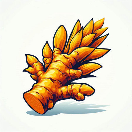 Ginger root vector illustration isolated on white background. Hand drawn ginger root.のイラスト素材