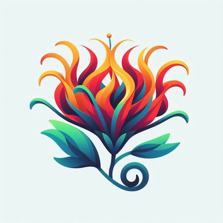 Colorful flower in the form of a fire. Vector illustration.のイラスト素材