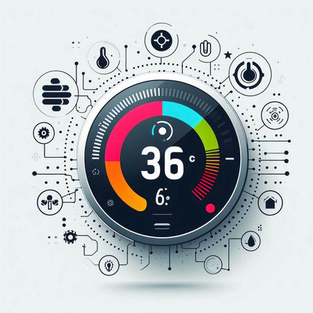 Vector illustration of speedometer. Infographic design element. Futuristic interface.のイラスト素材