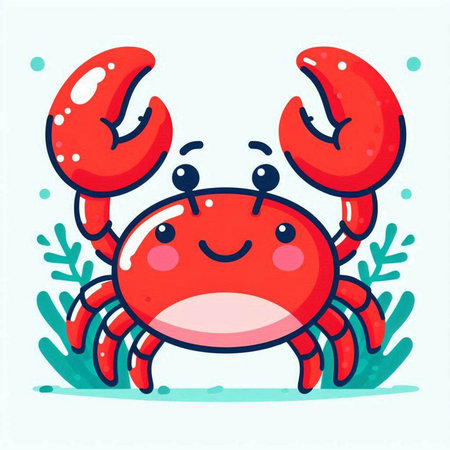 Cute cartoon crab character. Vector illustration of a cute crab.のイラスト素材
