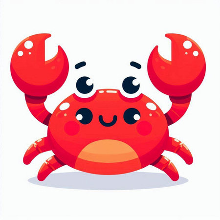 Cute cartoon crab isolated on a white background. Vector illustration.のイラスト素材