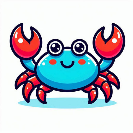 Cute cartoon crab. Vector illustration isolated on a white background.のイラスト素材