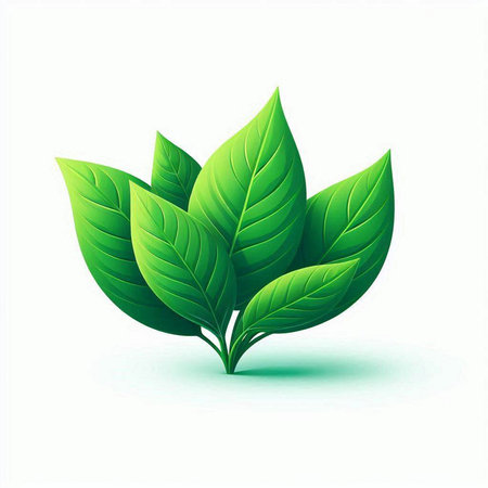 Green leaves on a white background. Vector illustration. Eps 10.