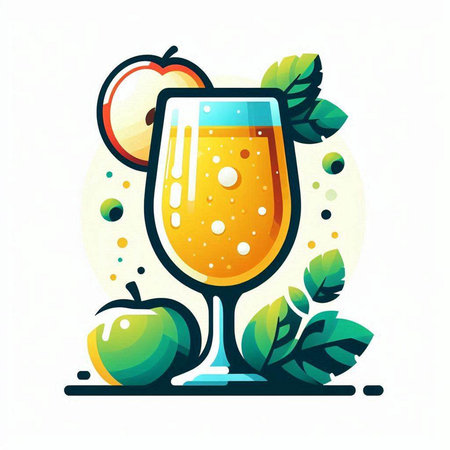 Fruit juice in a glass. Vector illustration in flat style.のイラスト素材