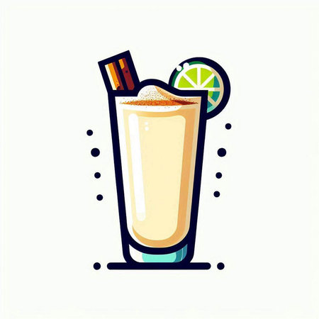 Cocktail with lime, ice and straw. Vector illustration.のイラスト素材
