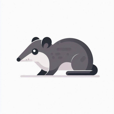 Cute cartoon opossum on white background. Vector illustration.のイラスト素材