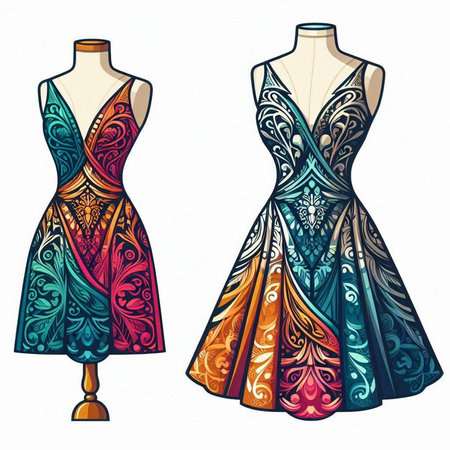 Dress design. Hand drawn fashion illustration. Vector EPS10.のイラスト素材