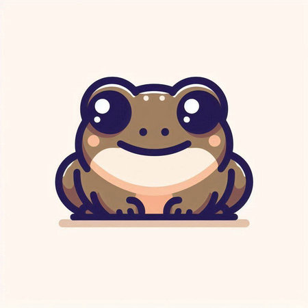 Cute cartoon frog. Vector illustration in flat style. Isolated on white background.のイラスト素材
