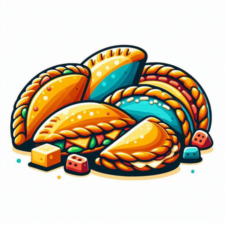 Mexican food vector illustration. Cinco de mayo traditional mexican food.のイラスト素材