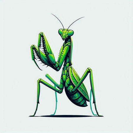 Praying mantis isolated on white background. Vector illustration.のイラスト素材