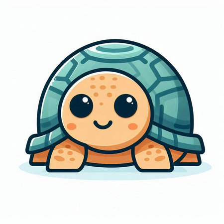 Cute cartoon turtle. Vector illustration isolated on a white background.