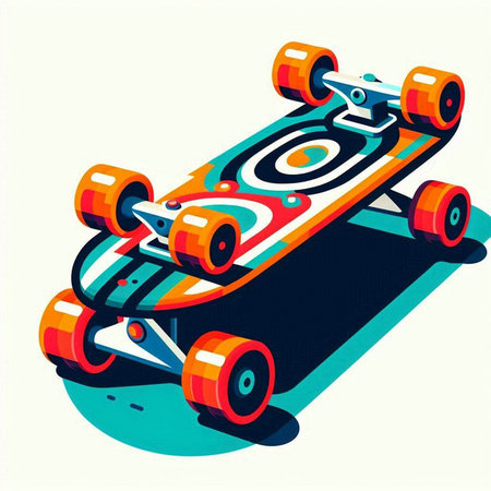Cartoon vector illustration of a skateboard or skateboard with wheels