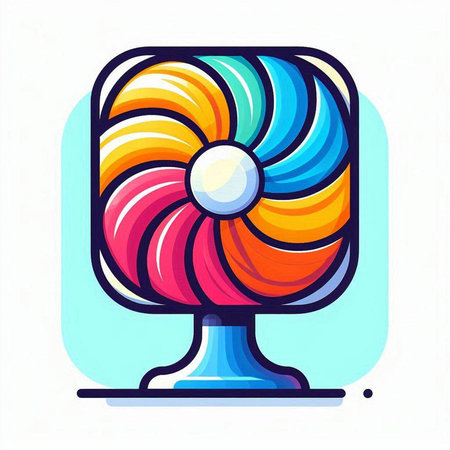 Vintage electric fan icon. Vector illustration in modern flat style.のイラスト素材