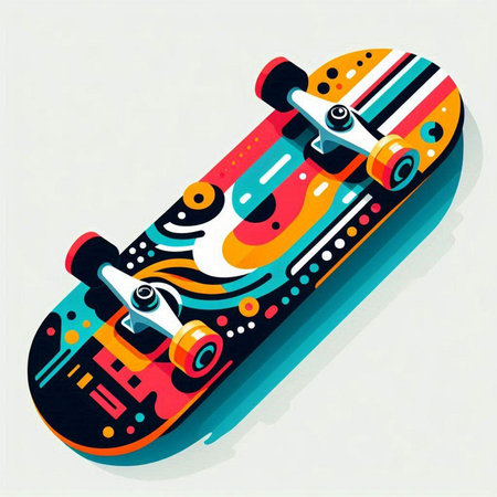 Skateboard in retro style. Vector illustration. Eps 10.のイラスト素材