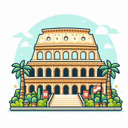 Colosseum building in Rome, Italy. Vector illustration.のイラスト素材
