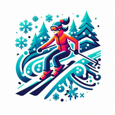 Snowboarder in the mountains. Sport and recreation. Vector illustration.のイラスト素材