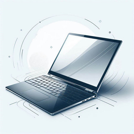 Laptop computer with abstract technology background. Vector illustration. Eps 10のイラスト素材