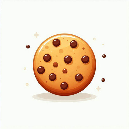 Illustration of a chocolate chip cookie on a white background, vector illustrationのイラスト素材