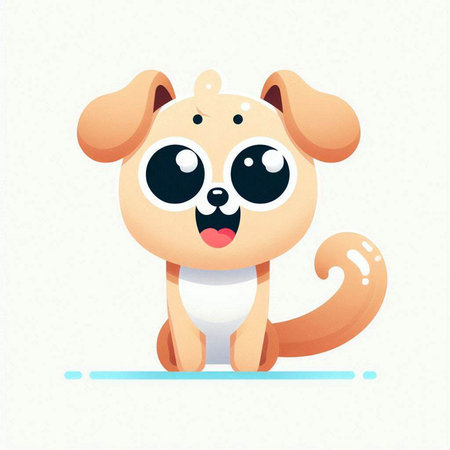 Cute cartoon dog sitting on the floor. Vector illustration isolated on white background.のイラスト素材