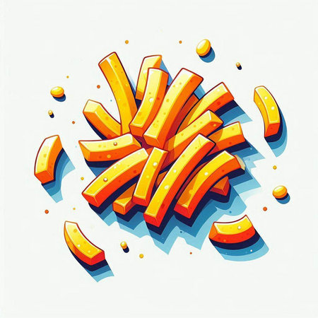 Vector illustration of orange fries on a white background. Fast food.
