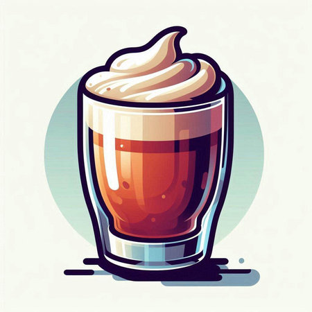 Coffee with whipped cream in a glass. Vector illustration.のイラスト素材