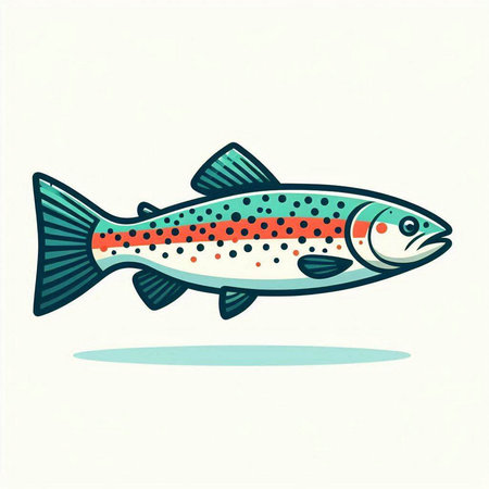 Vector illustration of a rainbow trout, isolated on a white background.のイラスト素材