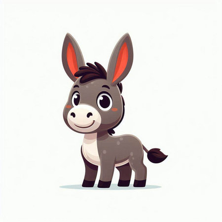 Cute cartoon donkey. Vector illustration isolated on a white background.のイラスト素材