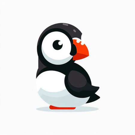 Cute penguin isolated on white background. Cartoon vector illustration.のイラスト素材