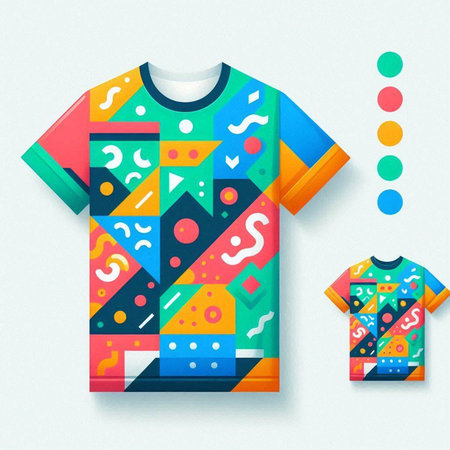 T-shirt template with colorful geometric pattern. Vector Illustration.のイラスト素材