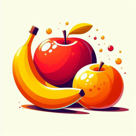 Vector illustration of apple and banana on white background. Healthy fruit.のイラスト素材