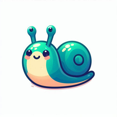 Cute cartoon snail. Vector illustration isolated on a white background.のイラスト素材