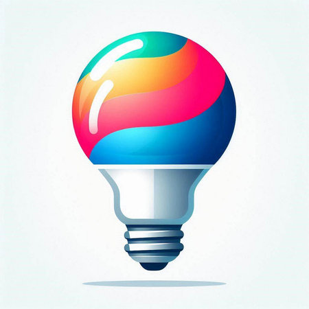 Vector illustration of colorful light bulb on white background. Eps 10.のイラスト素材
