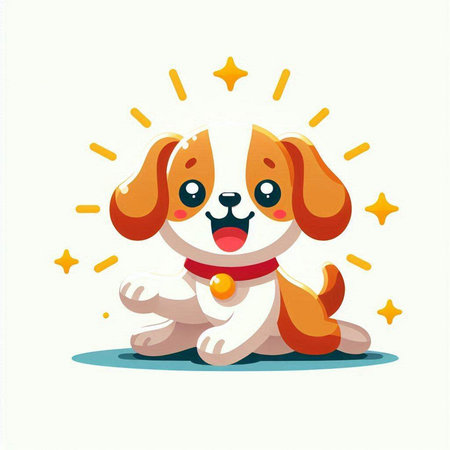 Cute cartoon dog sitting on a white background. Vector illustration.のイラスト素材