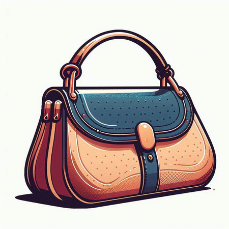 Vector illustration of handbag in retro style isolated on white background.のイラスト素材