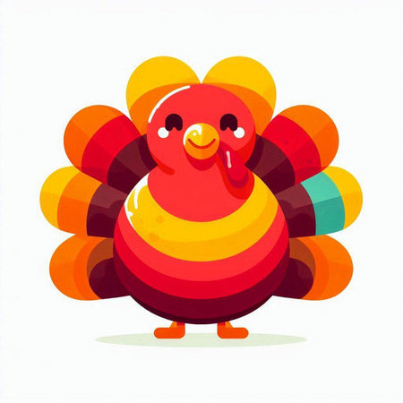 Cute cartoon turkey character. Vector illustration isolated on white background.のイラスト素材