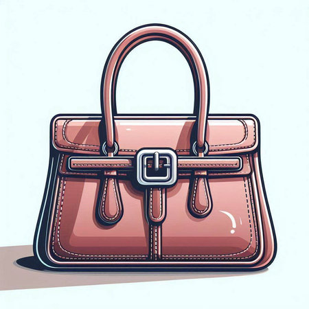 Illustration of a female leather handbag on a white background.のイラスト素材