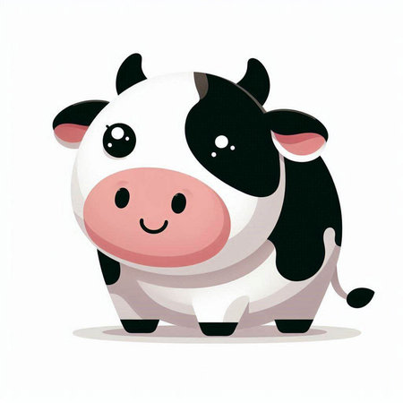 Cute cartoon cow isolated on a white background. Vector illustration.のイラスト素材
