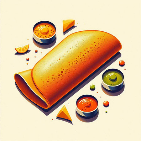 Illustration of an orange roll on a light background with space for textのイラスト素材